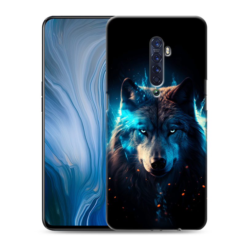 Силиконовый противоударный чехол на OPPO Reno2 Z с принтом Волк ночной Силиконовый противоударный чехол на OPPO Reno2 Z с принтом Волк ночной