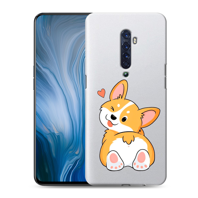 Силиконовый противоударный чехол на OPPO Reno2 Z с принтом Корги Силиконовый противоударный чехол на OPPO Reno2 Z с принтом Корги