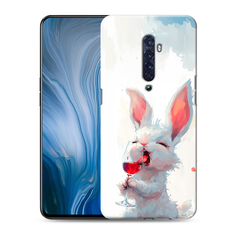 Пластиковый чехол на OPPO Reno2 Z с принтом кролик зайчик Пластиковый чехол на OPPO Reno2 Z с принтом кролик зайчик