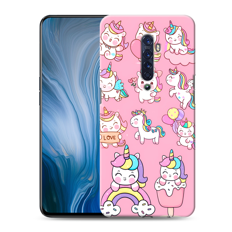 Силиконовый противоударный чехол на OPPO Reno2 Z с принтом Единороги и радуга Силиконовый противоударный чехол на OPPO Reno2 Z с принтом Единороги и радуга