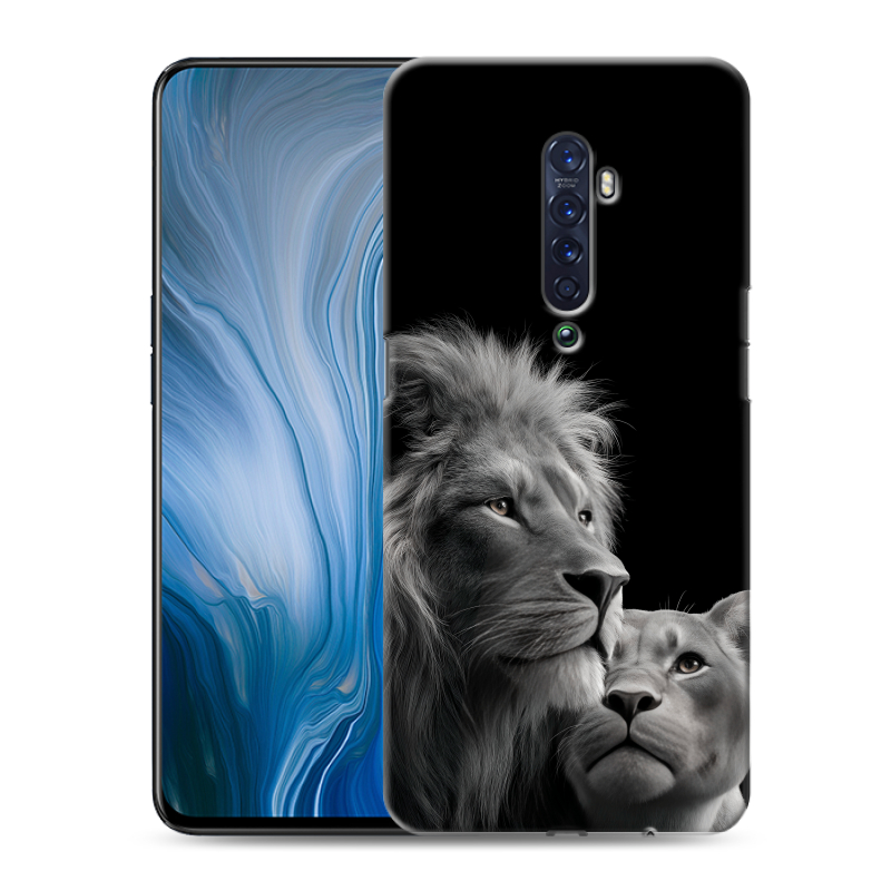 Пластиковый чехол на OPPO Reno2 Z с принтом Лев кошки Пластиковый чехол на OPPO Reno2 Z с принтом Лев кошки
