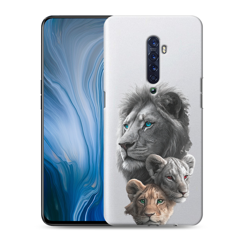 Силиконовый противоударный чехол на OPPO Reno2 Z с принтом Львы Силиконовый противоударный чехол на OPPO Reno2 Z с принтом Львы