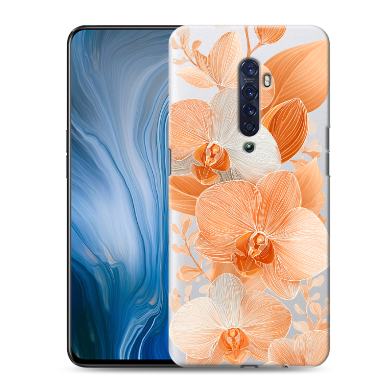 Пластиковый чехол на OPPO Reno2 Z с принтом Бежевые цветы Пластиковый чехол на OPPO Reno2 Z с принтом Бежевые цветы