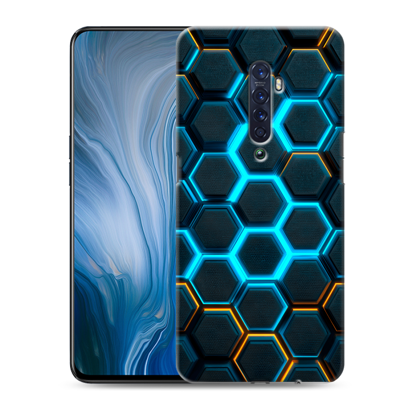 Пластиковый чехол на OPPO Reno2 Z с принтом Неоновые соты Пластиковый чехол на OPPO Reno2 Z с принтом Неоновые соты