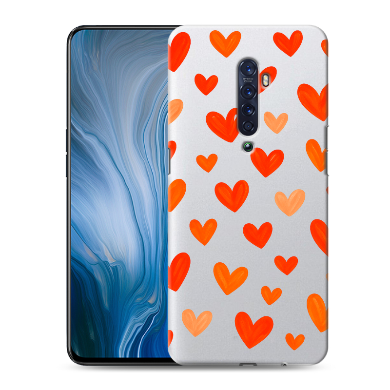 Пластиковый чехол на OPPO Reno2 Z с принтом Сердечки Пластиковый чехол на OPPO Reno2 Z с принтом Сердечки
