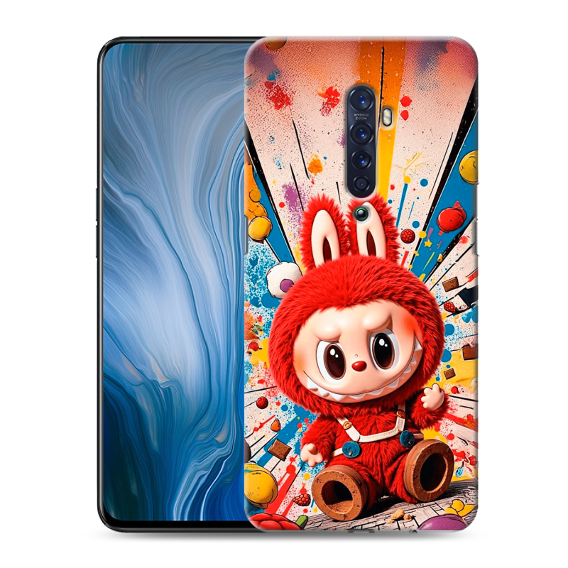 Силиконовый противоударный чехол на OPPO Reno2 Z с принтом Labubu Лабубу Силиконовый противоударный чехол на OPPO Reno2 Z с принтом Labubu Лабубу