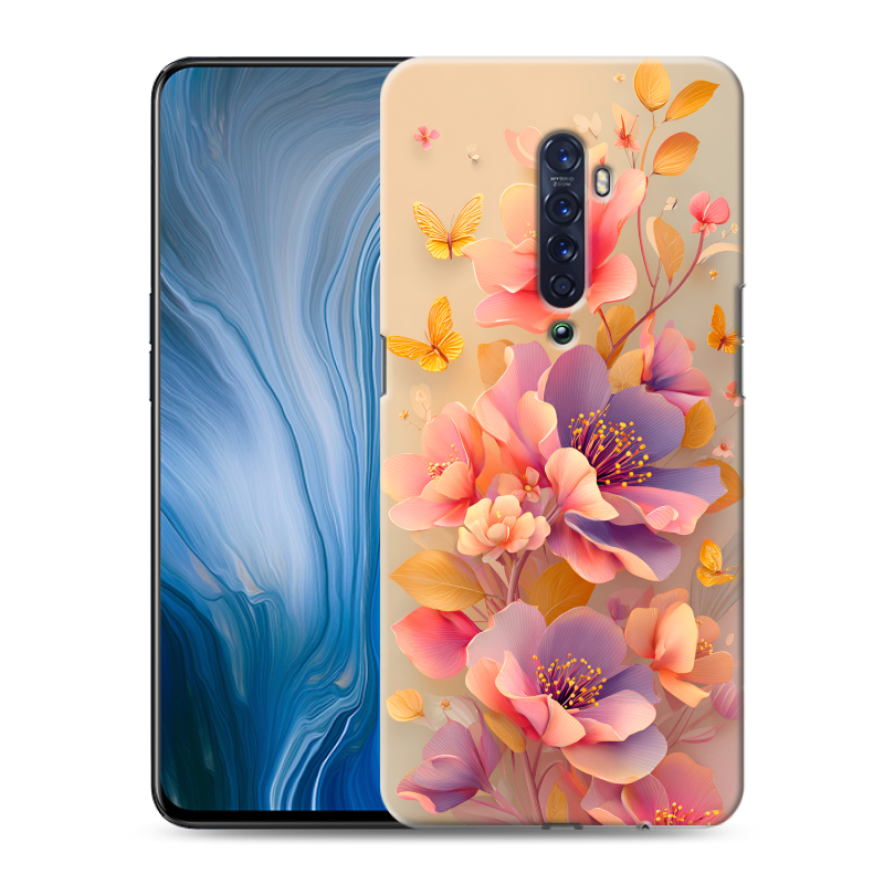 Пластиковый чехол на OPPO Reno2 Z с принтом Цветы и бабочки Пластиковый чехол на OPPO Reno2 Z с принтом Цветы и бабочки
