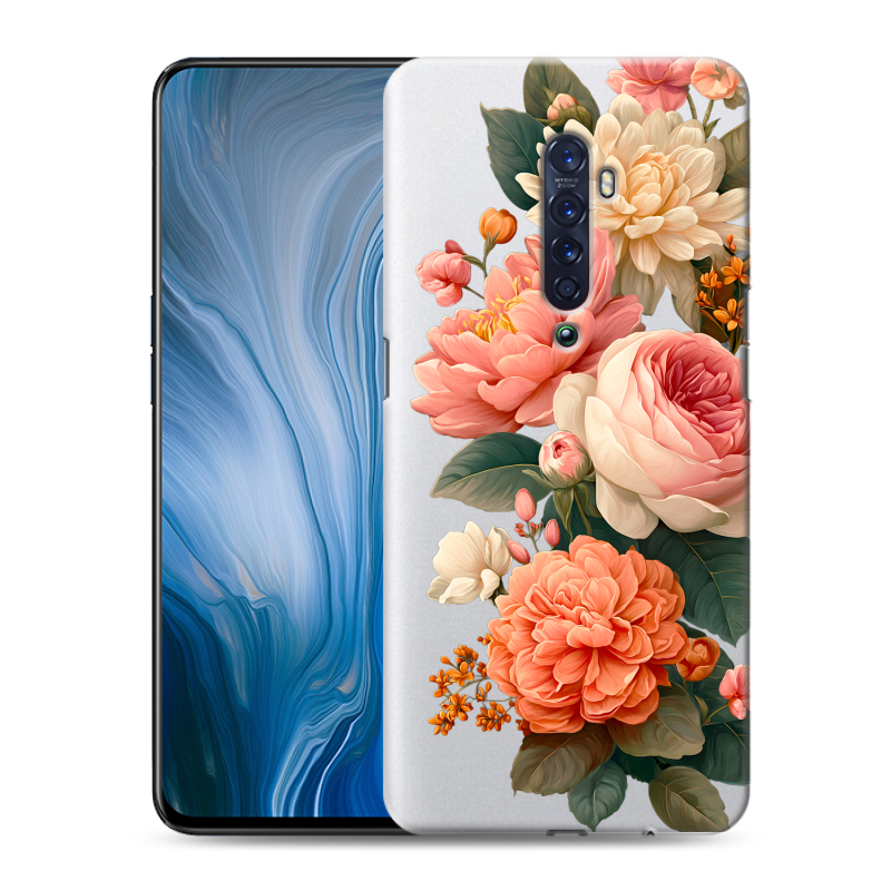 Пластиковый чехол на OPPO Reno2 Z с принтом цветы Пластиковый чехол на OPPO Reno2 Z с принтом цветы