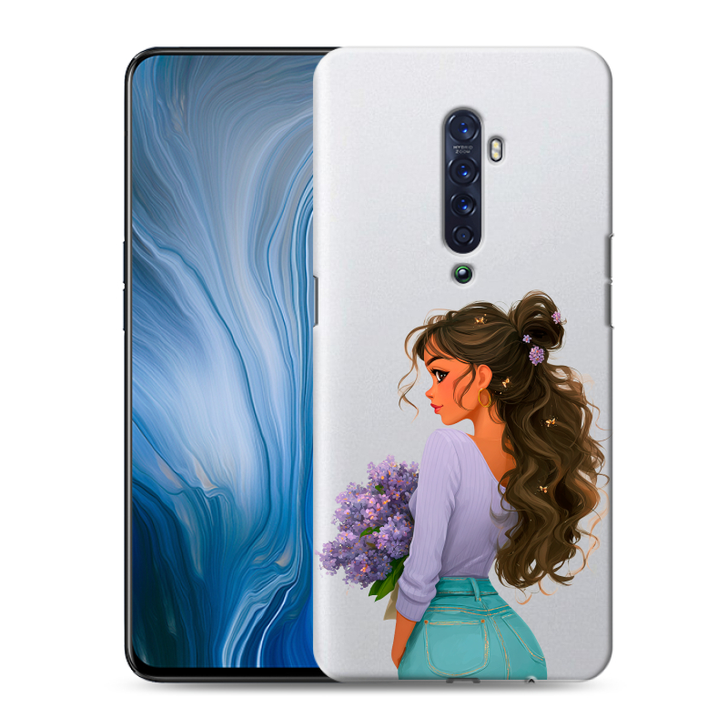 Пластиковый чехол на OPPO Reno2 Z с принтом девушка цветы Пластиковый чехол на OPPO Reno2 Z с принтом девушка цветы