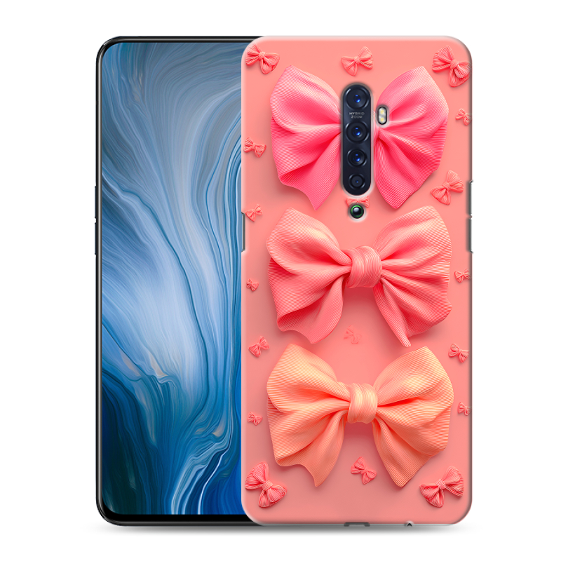 Пластиковый чехол на OPPO Reno2 Z с принтом Розовые бантики Пластиковый чехол на OPPO Reno2 Z с принтом Розовые бантики