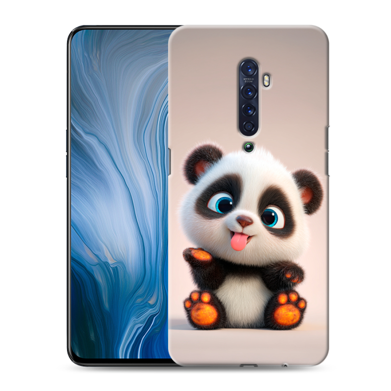 Силиконовый противоударный чехол на OPPO Reno2 Z с принтом милая панда Силиконовый противоударный чехол на OPPO Reno2 Z с принтом милая панда