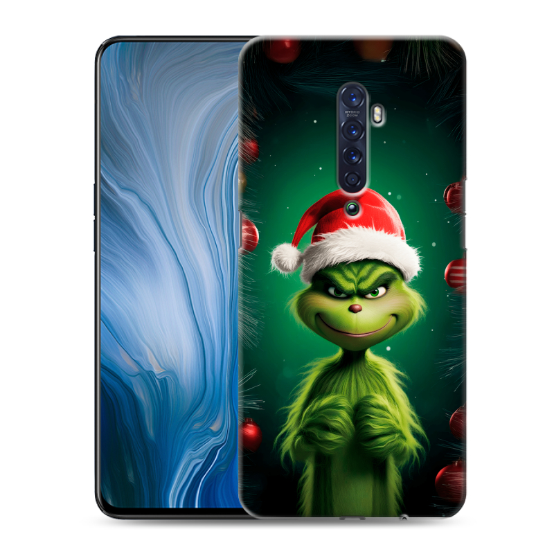 Пластиковый чехол на OPPO Reno2 Z с принтом Гринч Новый год Рождество Пластиковый чехол на OPPO Reno2 Z с принтом Гринч Новый год Рождество