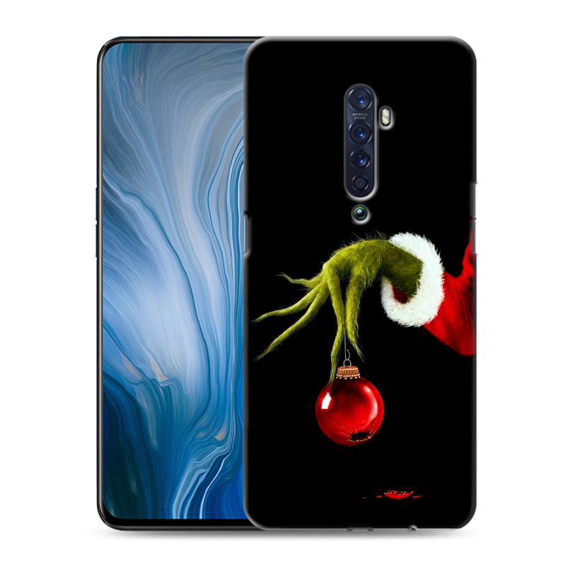 Пластиковый чехол на OPPO Reno2 Z с принтом Новый год Гринч Пластиковый чехол на OPPO Reno2 Z с принтом Новый год Гринч