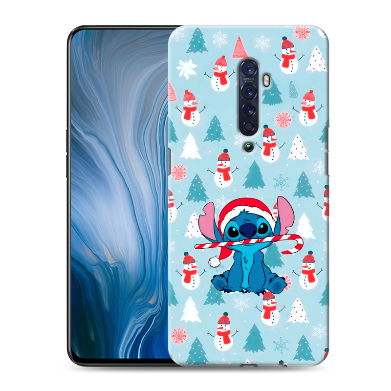 Пластиковый чехол на OPPO Reno2 Z с принтом Стич Новый год Пластиковый чехол на OPPO Reno2 Z с принтом Стич Новый год