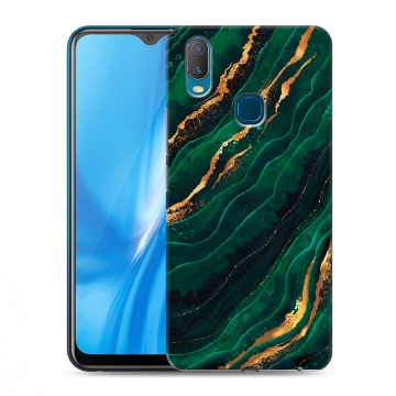 Силиконовый чехол на Vivo Y11 с принтом Мрамор зеленое золото Силиконовый чехол на Vivo Y11 с принтом Мрамор зеленое золото