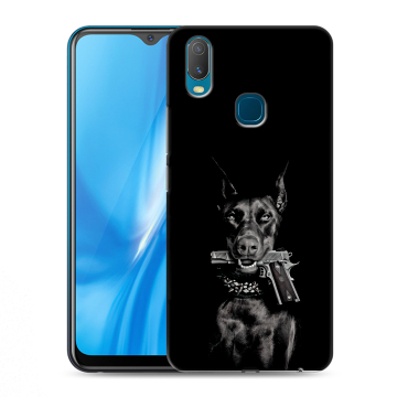 Силиконовый чехол на Vivo Y11 с принтом Доберман и пистолет Силиконовый чехол на Vivo Y11 с принтом Доберман и пистолет