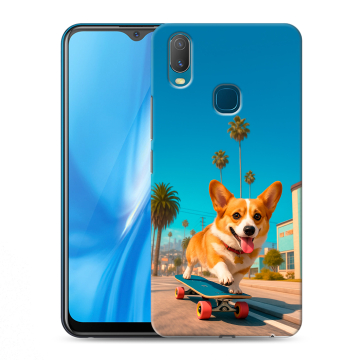 Силиконовый чехол на Vivo Y11 с принтом Корги на скейте