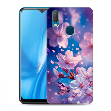 Силиконовый чехол на Vivo Y11 с принтом цветы бабочки