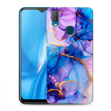 Силиконовый чехол на Vivo Y11 с принтом синий мрамор