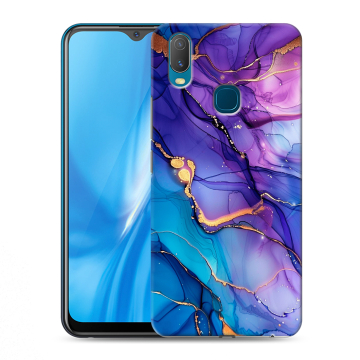 Силиконовый чехол на Vivo Y11 с принтом синий мрамор