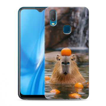 Силиконовый чехол на Vivo Y11 с принтом Капибара с апельсином