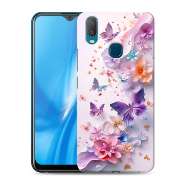 Силиконовый чехол на Vivo Y11 с принтом цветы бабочки