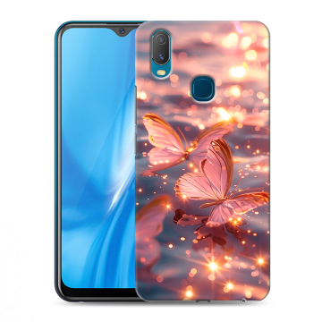 Силиконовый чехол на Vivo Y11 с принтом бабочки розовые