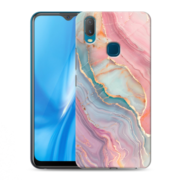 Силиконовый чехол на Vivo Y11 с принтом розовый мрамор