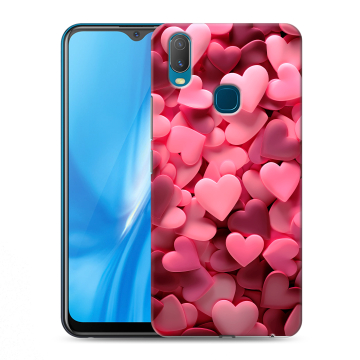 Силиконовый чехол на Vivo Y11 с принтом розовые сердечки