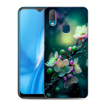Силиконовый чехол на Vivo Y11 с принтом Цветы и мрамор