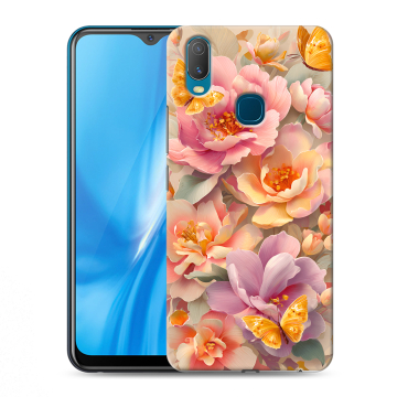 Силиконовый чехол на Vivo Y11 с принтом Цветы и бабочки