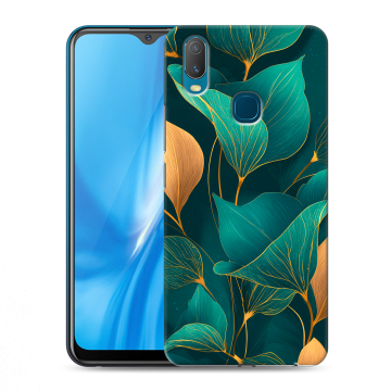 Силиконовый чехол на Vivo Y11 с принтом Листья и золото