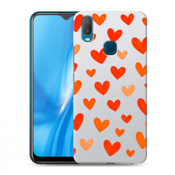 Силиконовый чехол на Vivo Y11 с принтом Сердечки