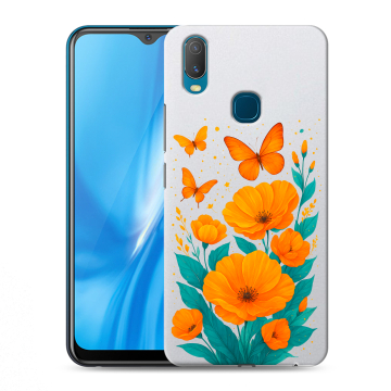 Силиконовый чехол на Vivo Y11 с принтом цветы бабочки