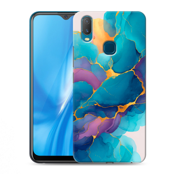 Силиконовый чехол на Vivo Y11 с принтом Мрамор блестки