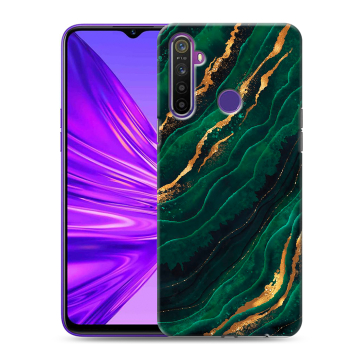 Силиконовый чехол на Realme 5 с принтом Мрамор зеленое золото Силиконовый чехол на Realme 5 с принтом Мрамор зеленое золото