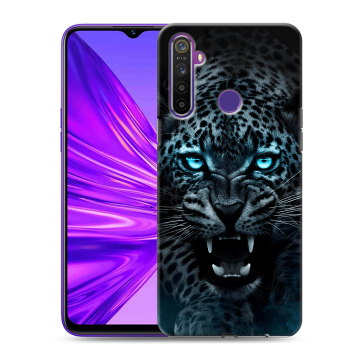 Силиконовый чехол на Realme 5 с принтом Темный леопард Силиконовый чехол на Realme 5 с принтом Темный леопард