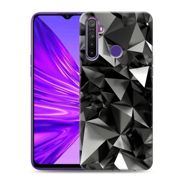 Силиконовый чехол на Realme 5 с принтом Черные кристаллы Силиконовый чехол на Realme 5 с принтом Черные кристаллы