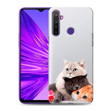 Силиконовый чехол на Realme 5 с принтом Кошки Силиконовый чехол на Realme 5 с принтом Кошки