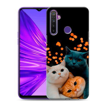 Силиконовый чехол на Realme 5 с принтом Кошки Силиконовый чехол на Realme 5 с принтом Кошки
