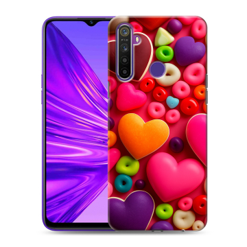 Силиконовый чехол на Realme 5 с принтом Сердечки Силиконовый чехол на Realme 5 с принтом Сердечки