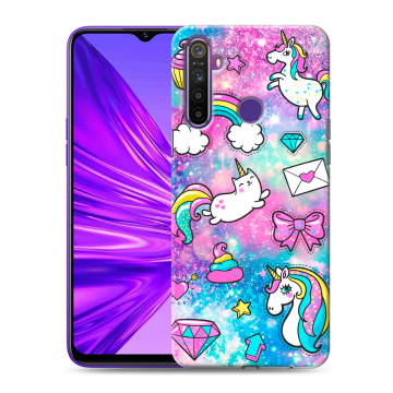 Силиконовый чехол на Realme 5 с принтом Единороги Силиконовый чехол на Realme 5 с принтом Единороги