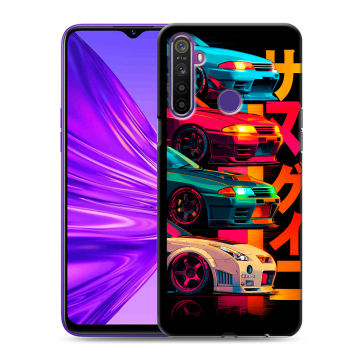 Силиконовый чехол на Realme 5 с принтом Гоночные машины