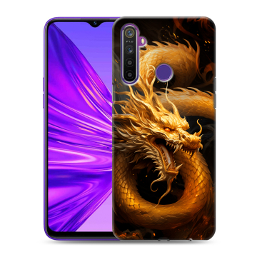 Силиконовый чехол на Realme 5 с принтом Золотой дракон