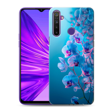 Силиконовый чехол на Realme 5 с принтом голубые орхидеи Силиконовый чехол на Realme 5 с принтом голубые орхидеи