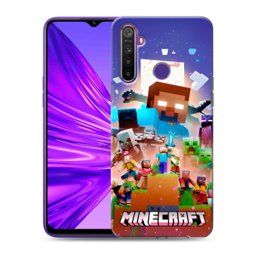 Силиконовый чехол на Realme 5 с принтом Майнкрафт Minecraft