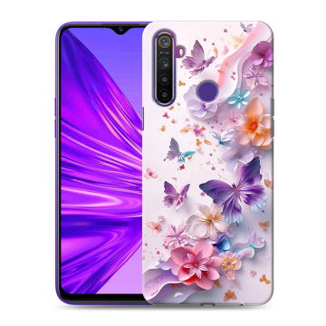 Силиконовый чехол на Realme 5 с принтом цветы бабочки Силиконовый чехол на Realme 5 с принтом цветы бабочки