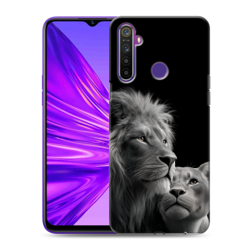 Силиконовый чехол на Realme 5 с принтом Лев кошки Силиконовый чехол на Realme 5 с принтом Лев кошки