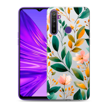 Силиконовый чехол на Realme 5 с принтом Цветы паттерн Силиконовый чехол на Realme 5 с принтом Цветы паттерн