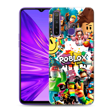 Силиконовый чехол на Realme 5 с принтом Roblox Роблокс
